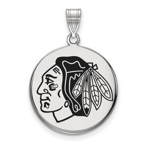 Sterling Silver NHL Chicago Blackhawks LG Enamel Disc Pendant